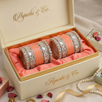 AYSIMA Aarohi – Peach Bridal Chura &amp; Floral Kada Set - 36 pieces