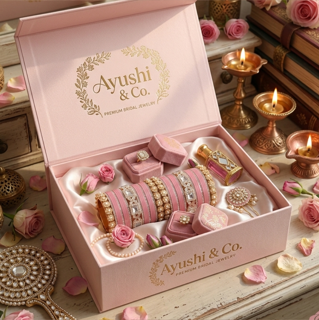 AYSIMA | Pink Bangle Set for Women with Kada | 42 Pieces