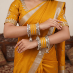 AYSIMA Avni – Yellow Haldi Bangles with Mirror-Look Kadas & Jhumka Charms - 40 pieces