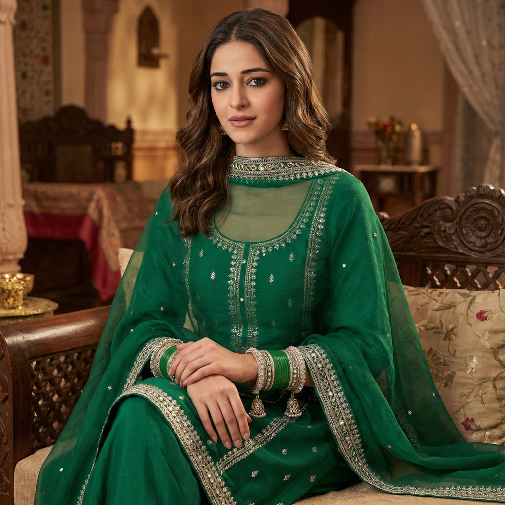 AYSIMA Suhani – Green Bridal Bangle Set with Jhumka Charms - 36 pieces