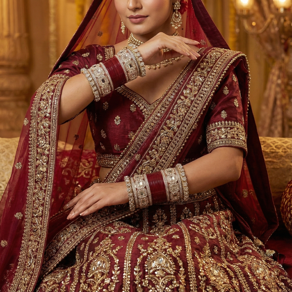 AYSIMA Maroon Bridal Bangles & Pachari Kadas – Devyani - 36 pieces
