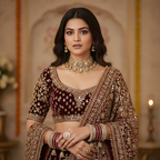 AYSIMA Maithili – Maroon Bridal Bangle Set with Mirror-Look Kadas & Jhumka Charms - 40 pieces