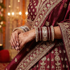 AYSIMA Raagini Maroon Bridal Bangle Set for Women | Wedding Bangles & Floral Kadas
