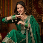AYSIMA Aranya – Green Mehendi Bangle Set with Jhumka Charms - 40 pieces