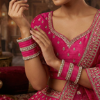 AYSIMA Rani Gulab – Fuchsia Pink 56-Piece Bridal Bangle Set with Statement Kada