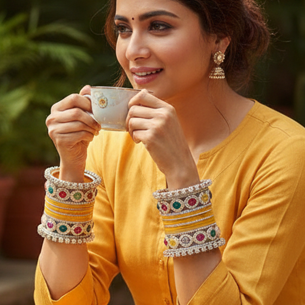 Yellow Haldi Bangles & Pachari Kadas | AYSIMA Kusum - 40 pieces