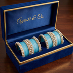 AYSIMA Neelam Grace – Sky Blue 56-Piece Bangle Set with Statement Kada