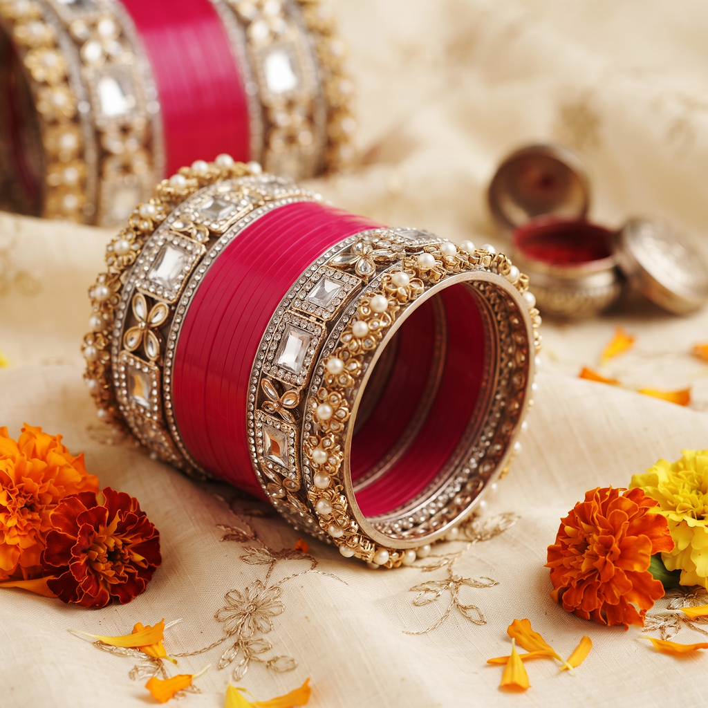 AYSIMA Rani Pink Bridal Bangle Set – 36 Pieces
