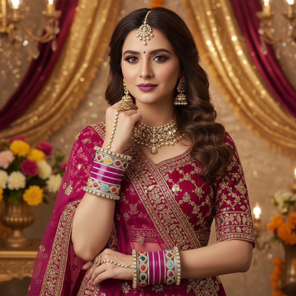 Rani Pink Bridal Bangles & Pachari Kadas | AYSIMA Siya - 40 pieces