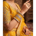 AYSIMA Surabhi – Yellow Haldi Bangle Set with Gold-Tone Floral Kadas - 42 pieces