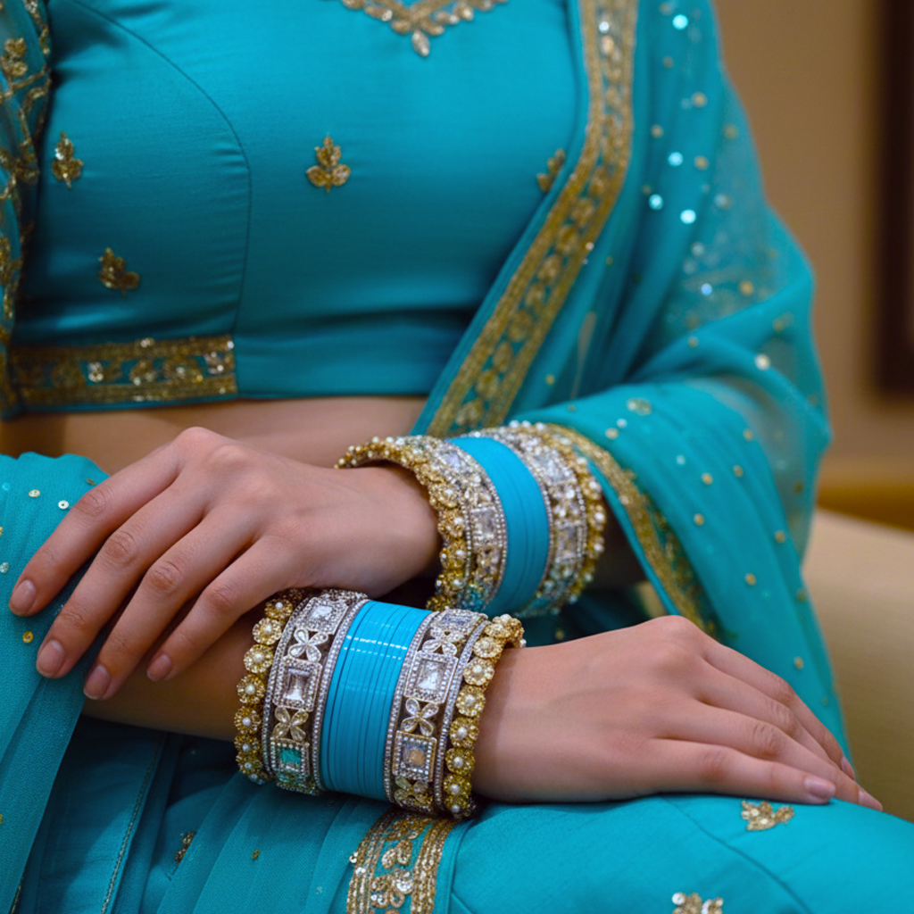 AYSIMA Turquoise Blue Bridal Bangle Set – 36 Pieces