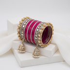 AYSIMA Rani Pink Bridal Chura & Kangan Bangle Set – 40 Pieces