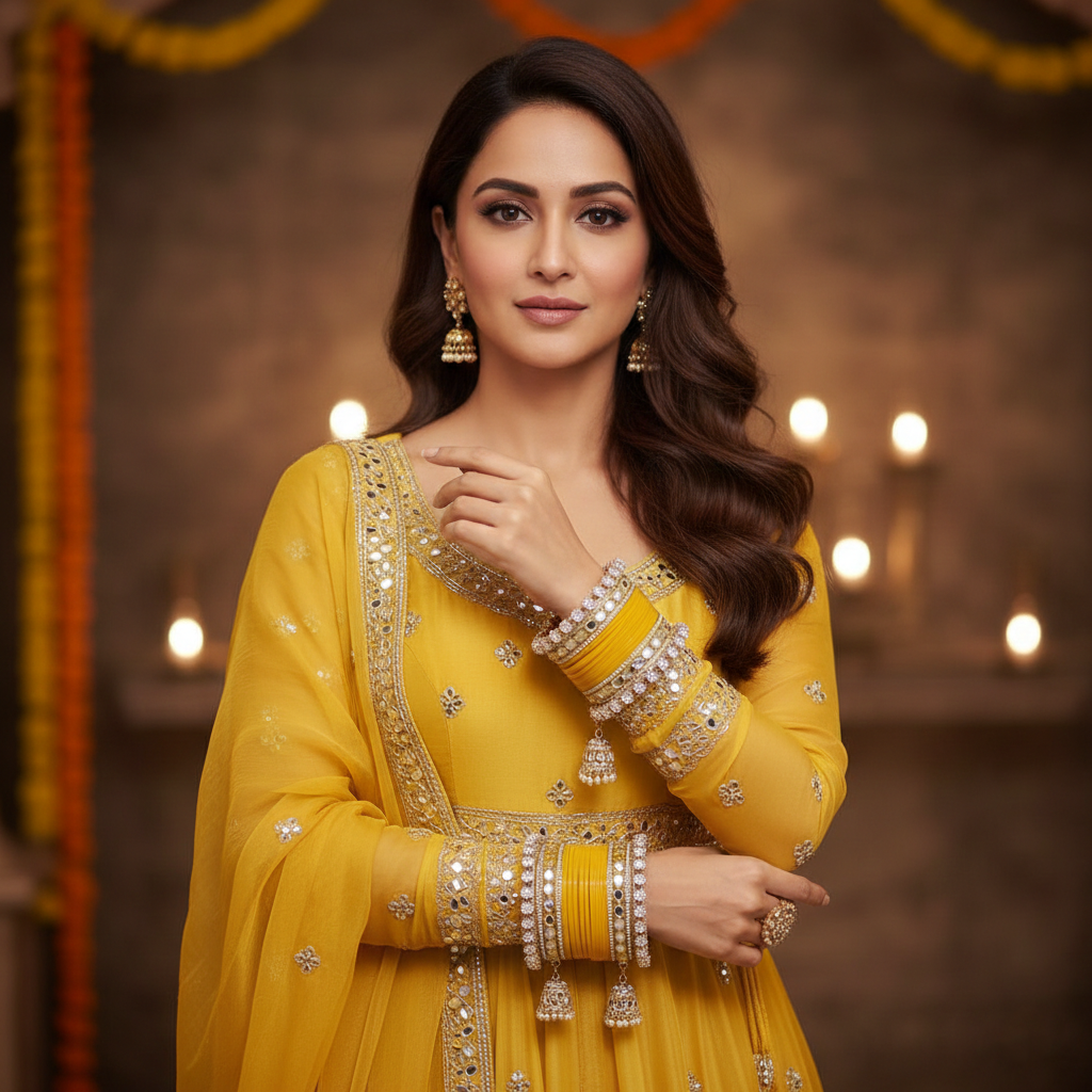 AYSIMA Kanika – Yellow Haldi Bangle Set with Jhumka Charms - 36 pieces