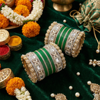 AYSIMA Haritika – Emerald Green Bridal Chura & Designer Kada Set | 40 Pieces