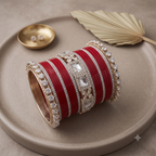 AYSIMA Sindhuri Red Bridal Bangle Set for Women | Traditional Wedding Bangles with Floral Kadas