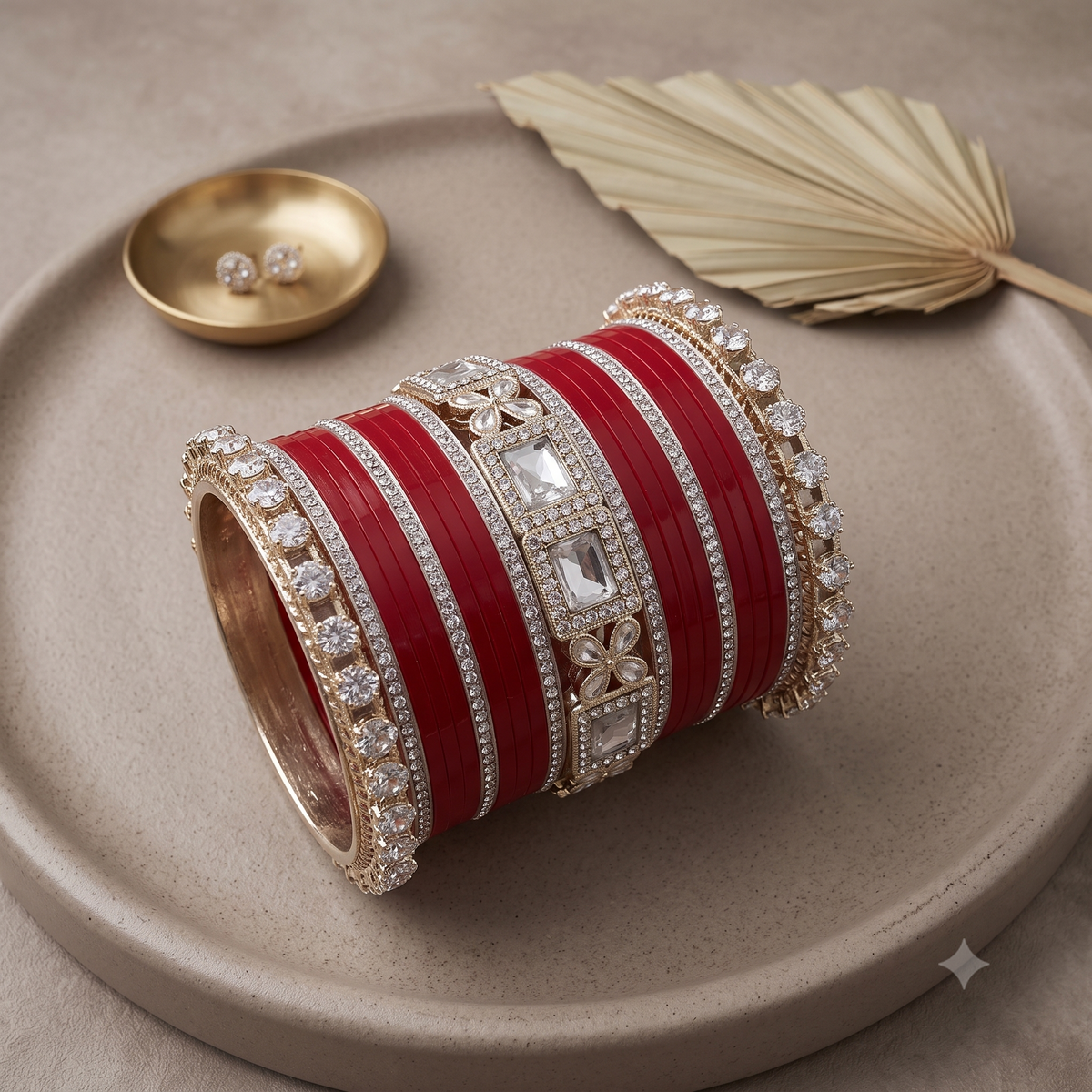AYSIMA Sindhuri Red Bridal Bangle Set for Women | Traditional Wedding Bangles with Floral Kadas