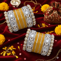 AYSIMA Kanakpriya – Mustard Yellow Haldi Bridal Chura & Floral Designer Kada Set | 40 Pieces