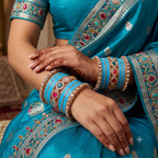 AYSIMA Neerja Surf Blue Bridal Bangle Set with Multicolour Kada
