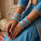 AYSIMA Neerja Surf Blue Bridal Bangle Set with Multicolour Kada