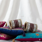 AYSIMA Rajeshwari – Royal Maroon Bridal Chura & Floral Designer Kada Set | 40 Pieces
