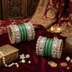 AYSIMA Haritika – Emerald Green Bridal Chura & Designer Kada Set | 40 Pieces