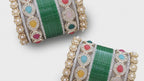 AYSIMA Green Bridal Bangle Set with Multicolour Kadas - 36 pieces